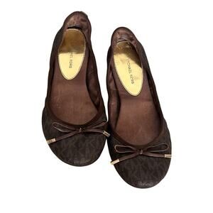 Michael Kors Brown Juliette Logo Ballet Flats Women's Size 10